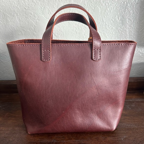 Portland Leather Goods Mini crossbody tote in Cognac with BONUS tassel - Picture 3 of 6